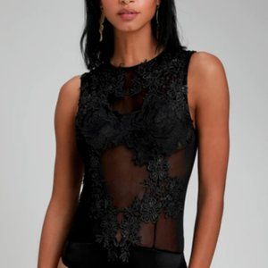 My Treat Black Crochet Lace Sheer Mesh Sleeveless